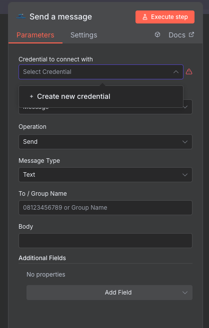Create new credential